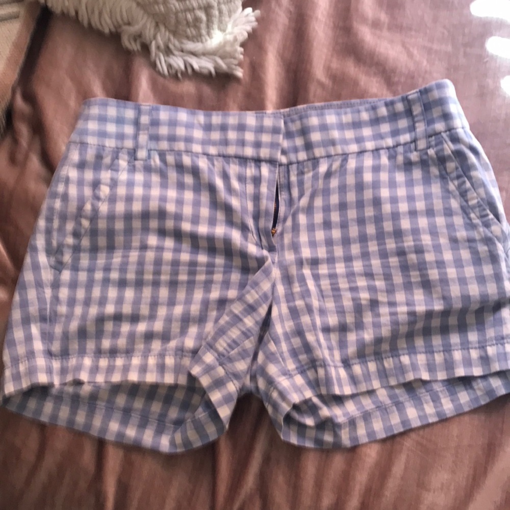 J. Crew light blue gingham 3” shorts